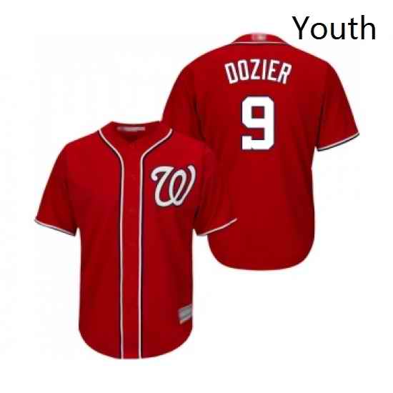 Youth Washington Nationals 9 Brian Dozier Replica Red Alternate 1 Cool Base Baseball Jersey